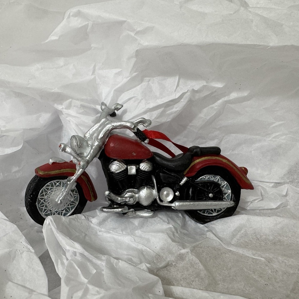 Red Motorcycle Christmas Ornament by Kurt Adler Poly-Resin 4.75"‎ x 2.5" Biker